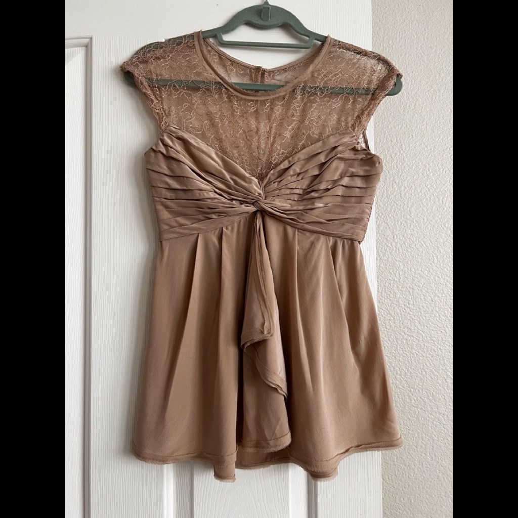 Bcbgmaxazria Top. Combination Of Silk And Lace. Flattering Over Any Pants